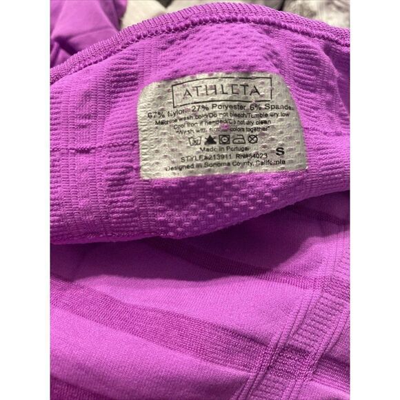 Athleta‎ Fastest Track Stretch Tee 213911 Small Short Sleeve Shirt Crew Purple - Picture 5 of 6